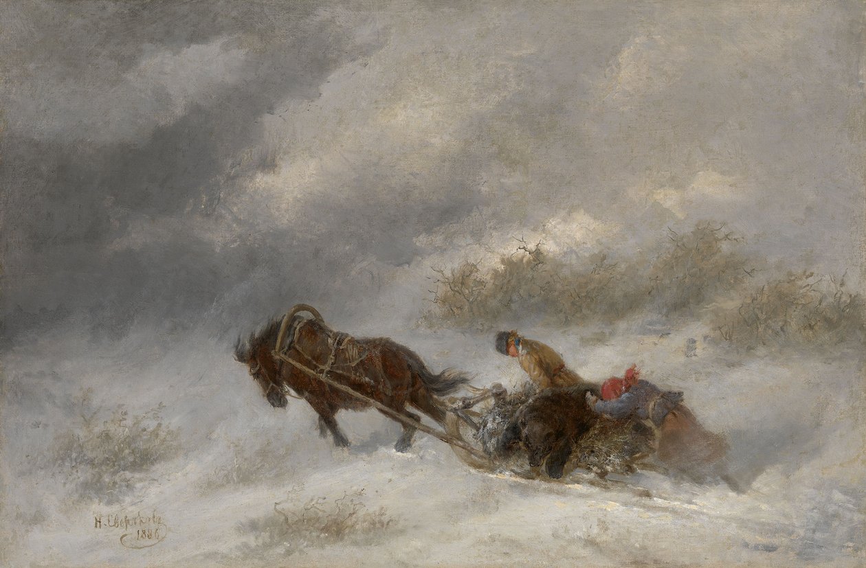 Bjørnejægere i snestormen af Nikolai Yegorovich Sverchkov