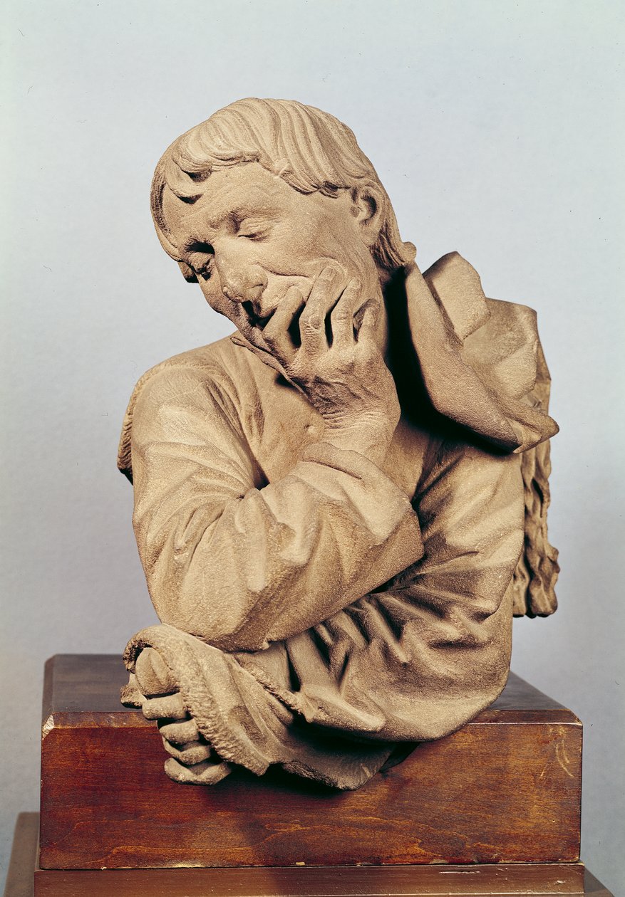 Buste af en mand, der læner sig på albuen eller selvportræt, 1467 (sandsten) af Nikolaus Gerhaert von Leyden