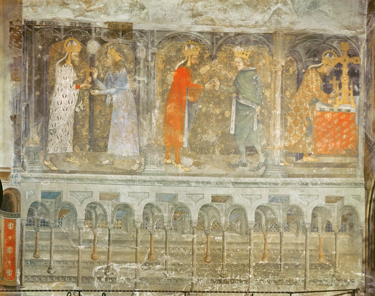 Den hellige romerske kejser Karl IV (1316-78) modtager en torn fra Kristi krone af Jean II (1319-64) Le Bon, fra Vor Frue kapel, ca. 1357 (se også 204541 og 397961). af Nikolaus Wurmser