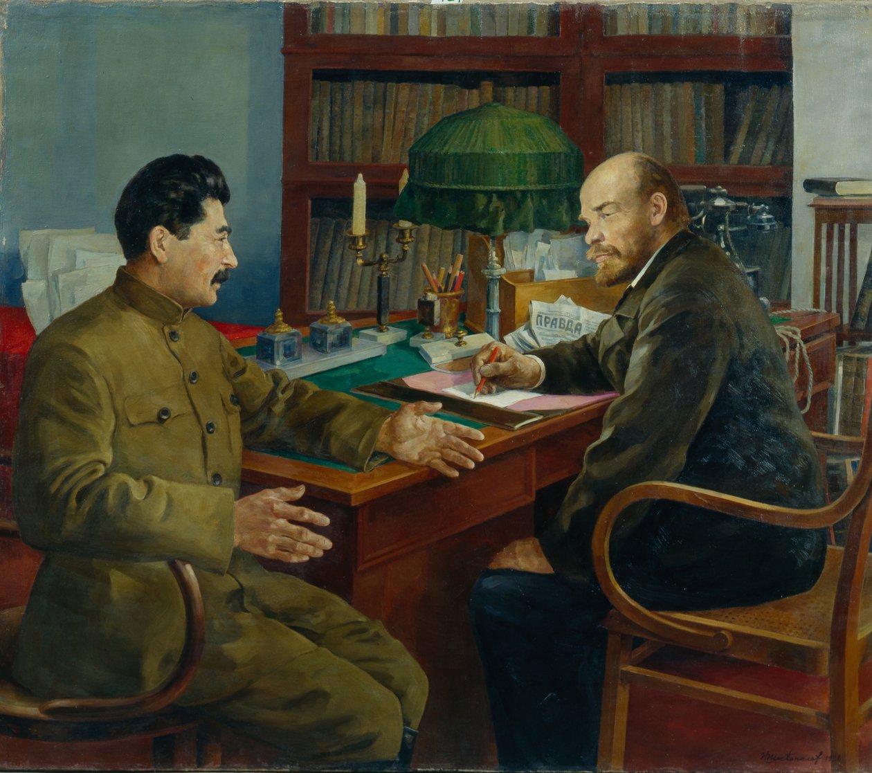 Lenin og Stalin, 1938 af Nikolay Ivanovich Shestopalov
