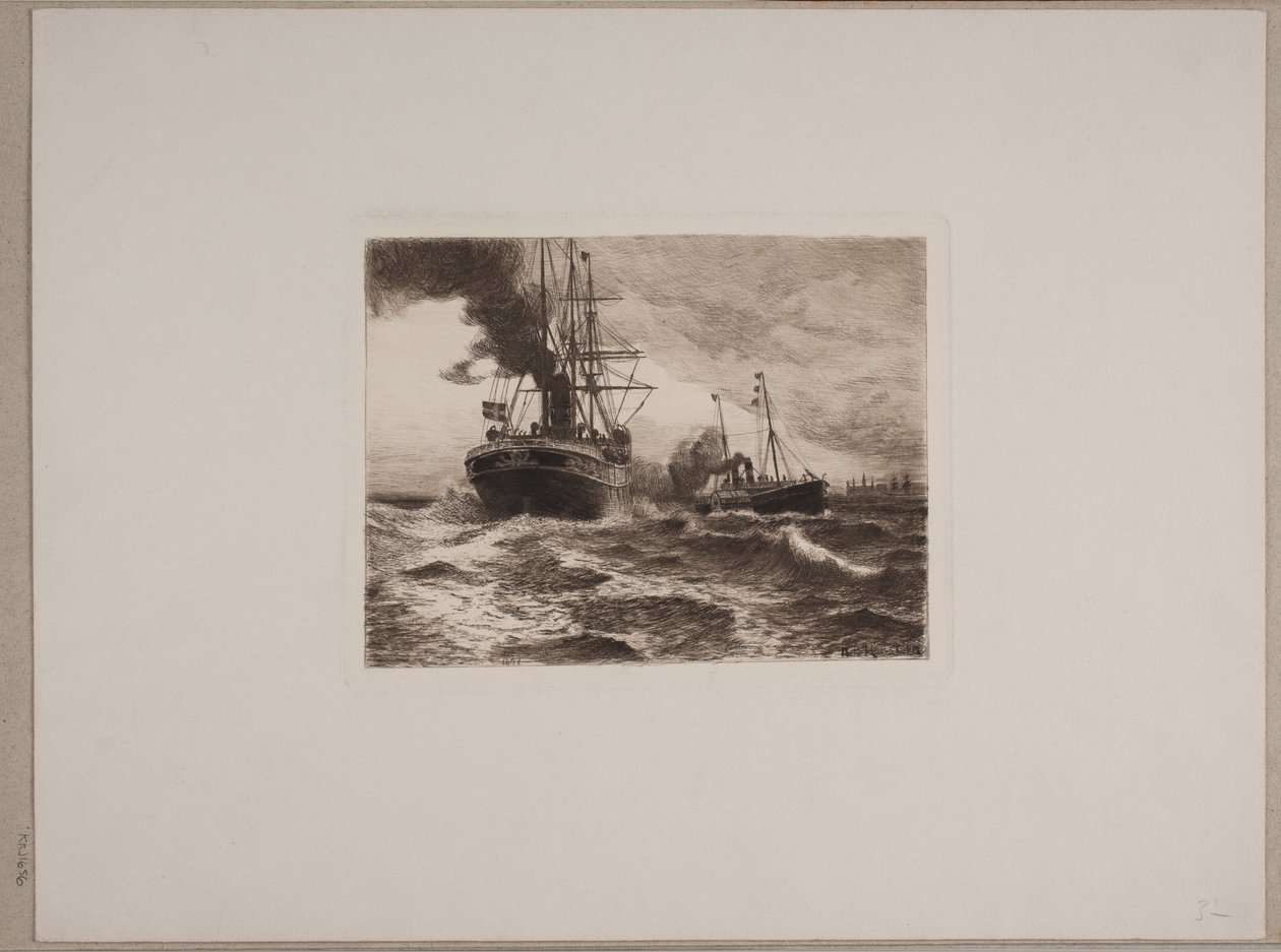 Dampskibe ved Kronborg af Nils Severin Lynge Hansteen