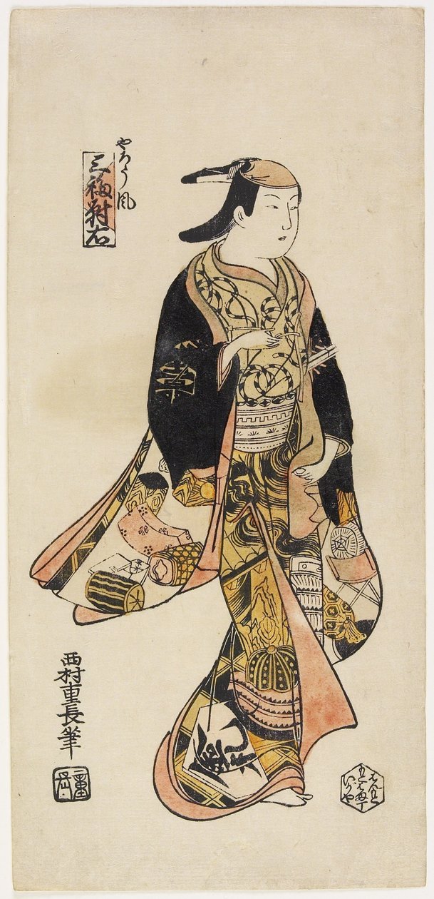 Til højre: I skuespillerstil, ca. 1730 af Nishimura Shigenaga