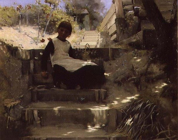 Gartnerens datter (olie) af Norman Garstin