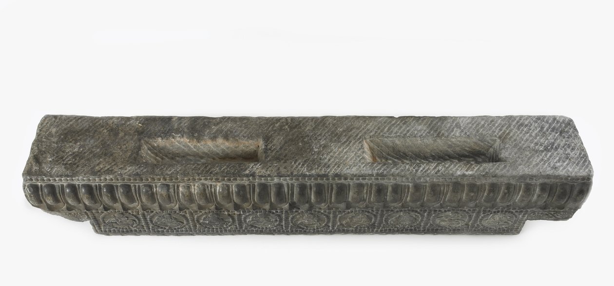 Gesims af en begravelsessofa (kalksten) af Northern Qi Dynasty Chinese Scool