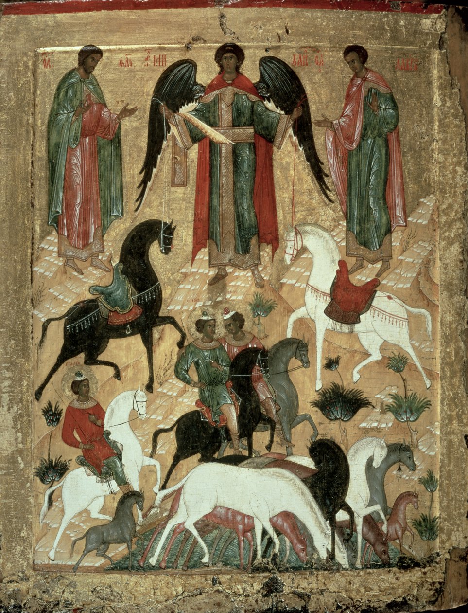 SS. Florus og Laurus (tempera på panel) af Novgorod School