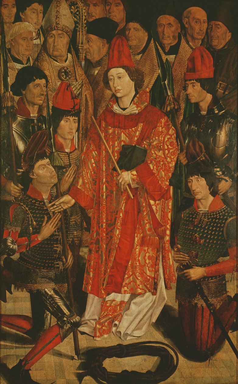 Sankt Vincent af Saragossa (død 304), beskytter af Lissabon, fra altertavlen af Sankt Vincent, ca. 1495 af Nuno Goncalves or Gonzalvez