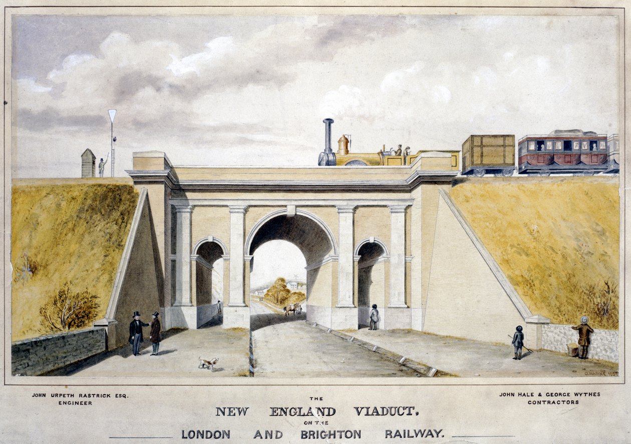 New England Viaduct på London & Brighton Railway, 1857 af O. Warne
