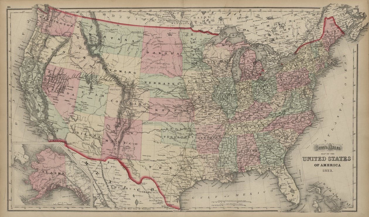 Grays atlas over USA af O.W. Gary