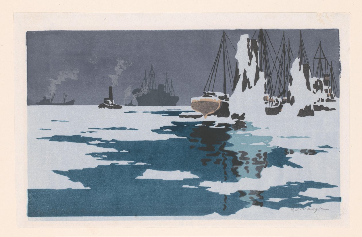 Udsigt over Bremerhaven af O. Droegl (signed by artist)