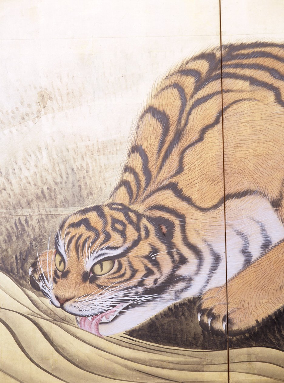 Tigre i et landskab af Obun Kunii