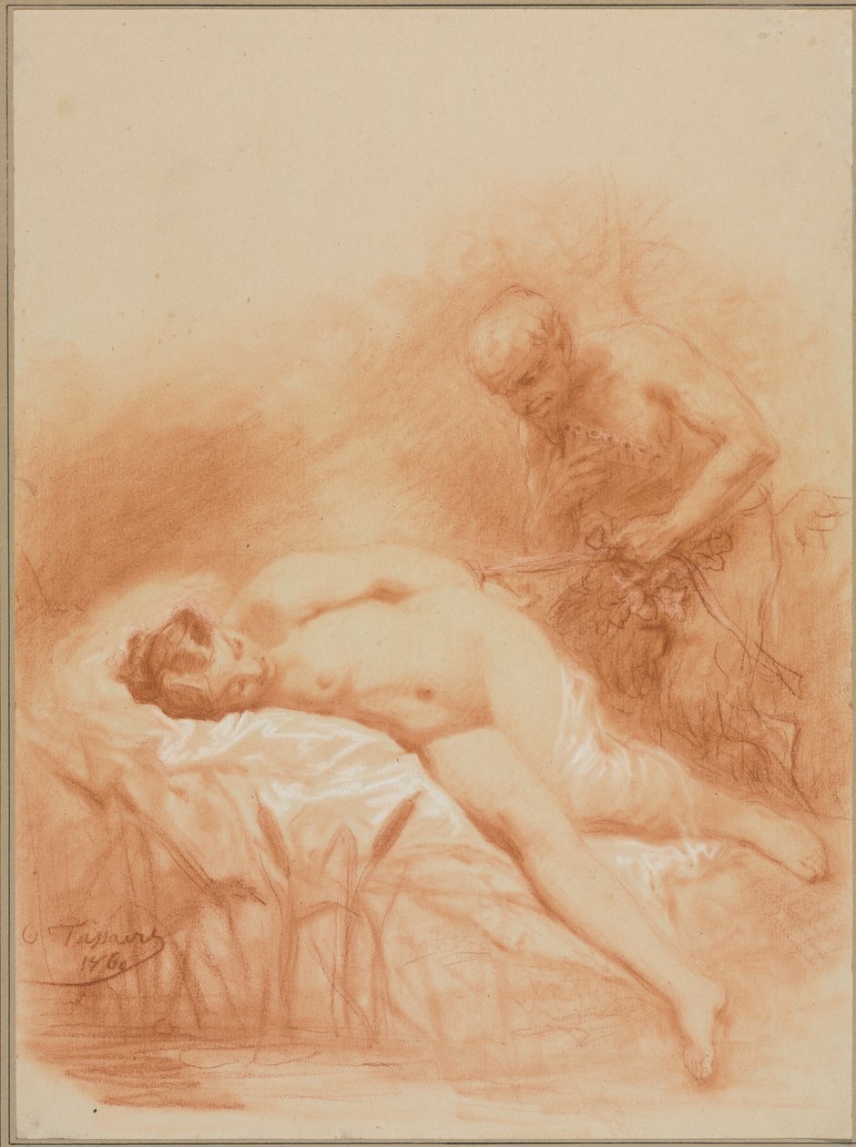 Nymfe og faun af Octave Tassaert