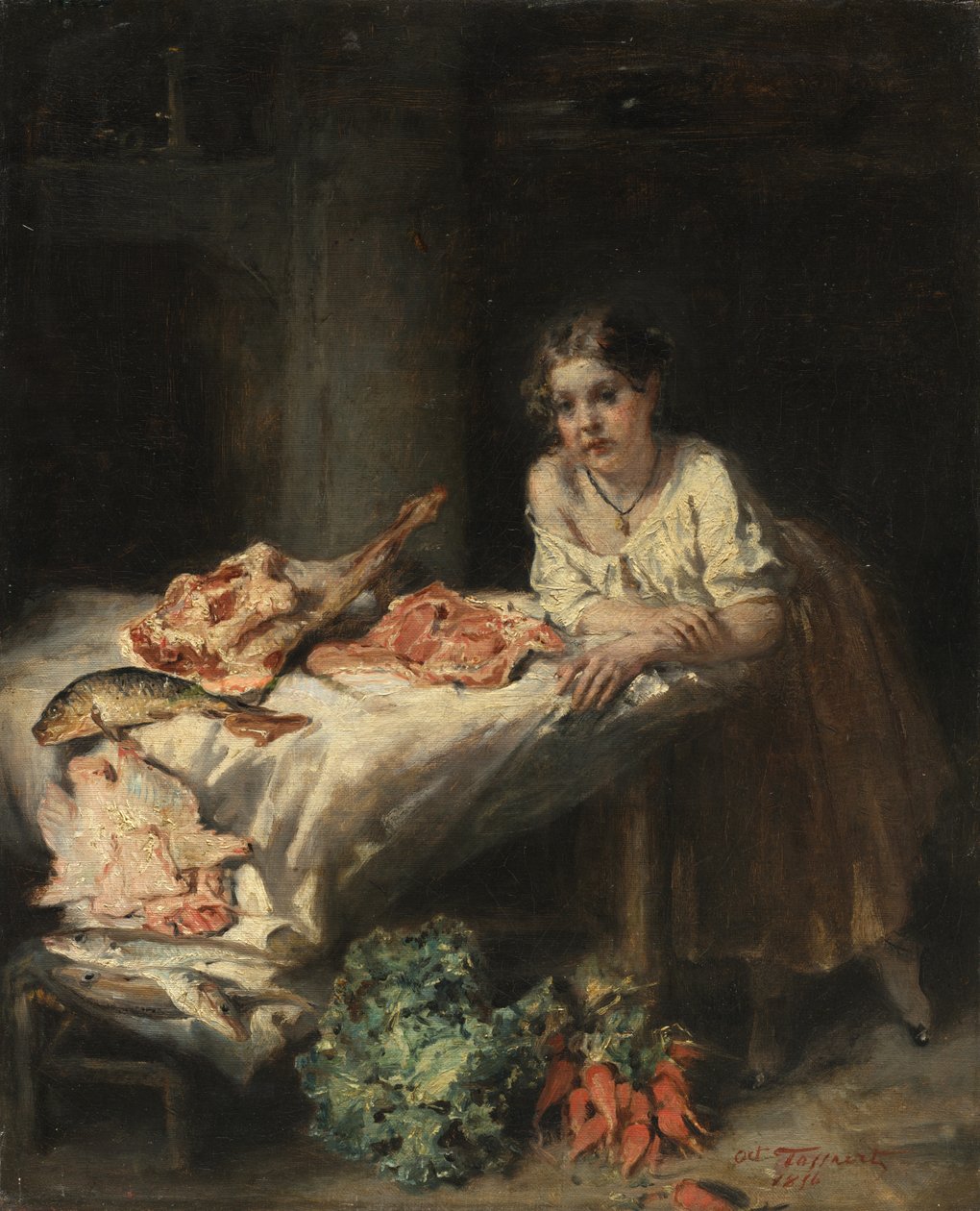 Det borgerlige køkken, 1854. af Octave Tassaert
