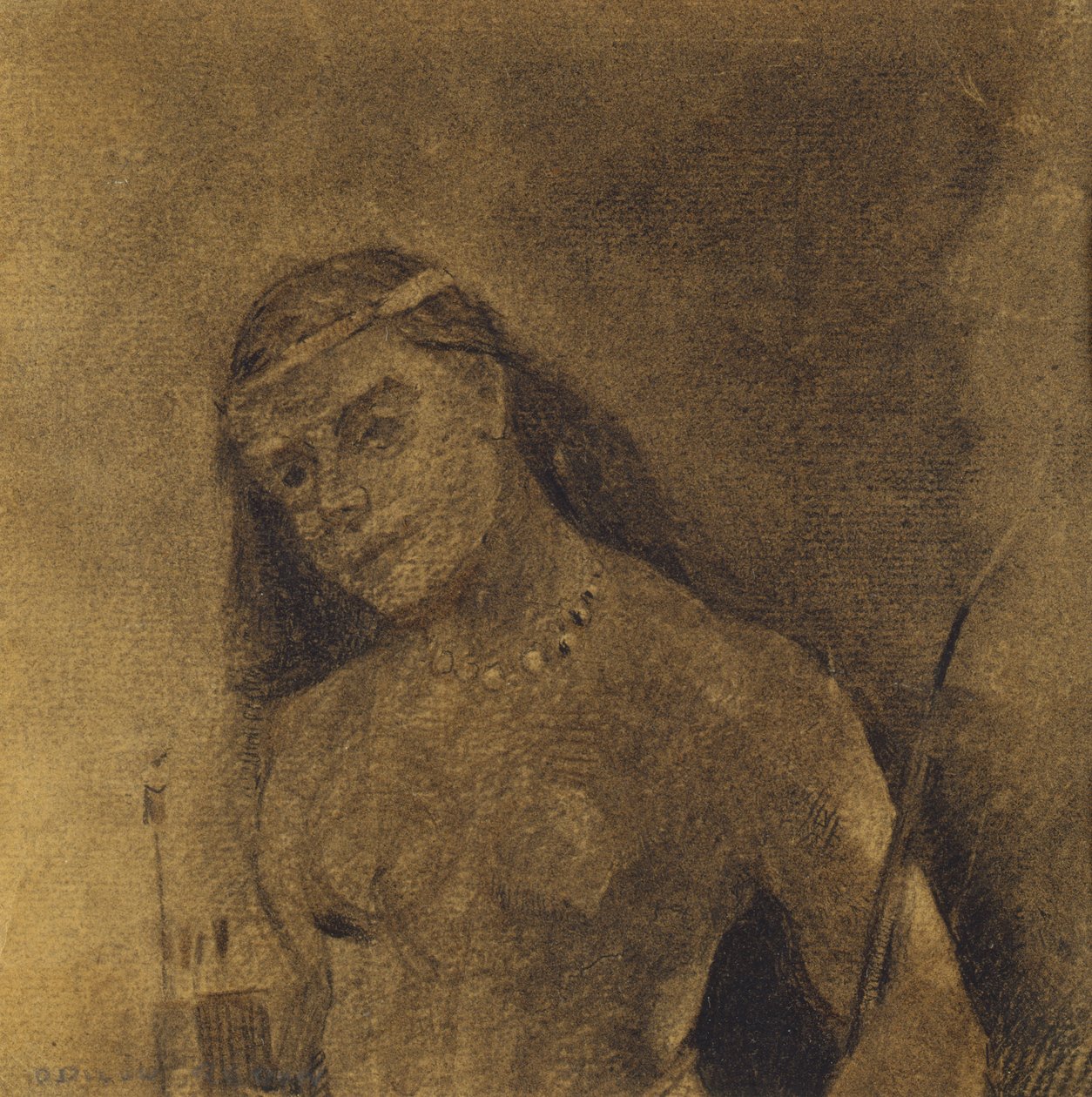 Femme Sauvage (vild kvinde), ca. 1885-90 (kul på papir) af Odilon Redon