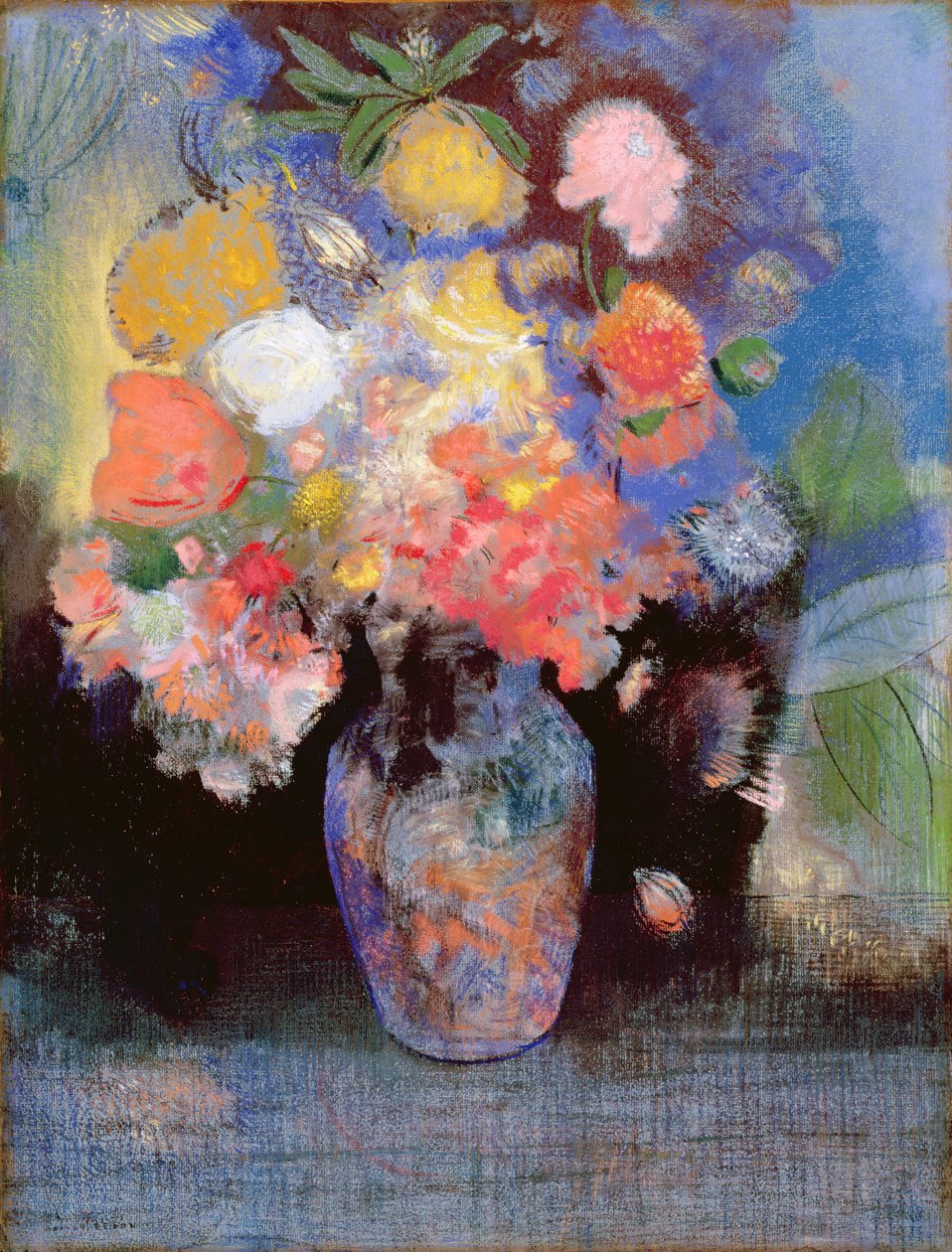 Blomster, 1900 (pastel på papir) af Odilon Redon