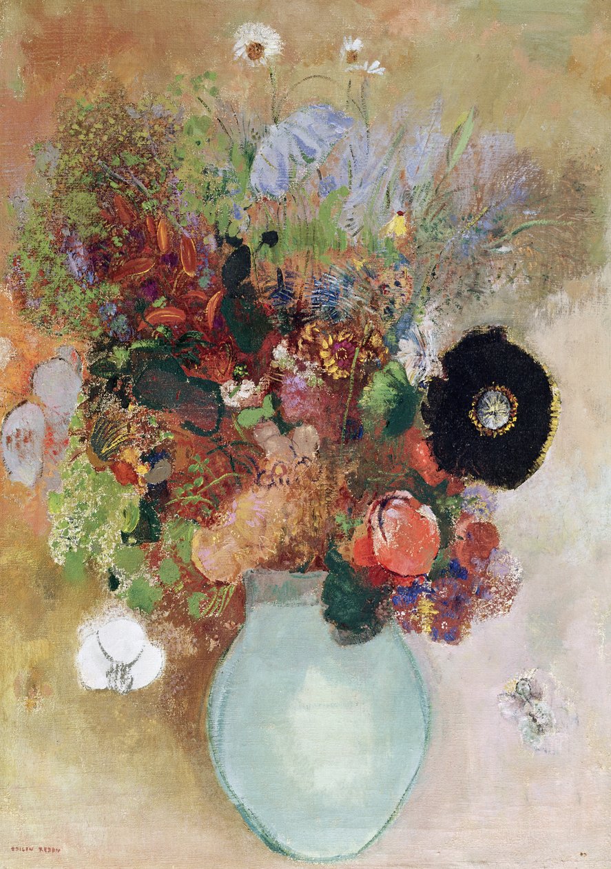 Blomster i en grøn vase, 1910 af Odilon Redon