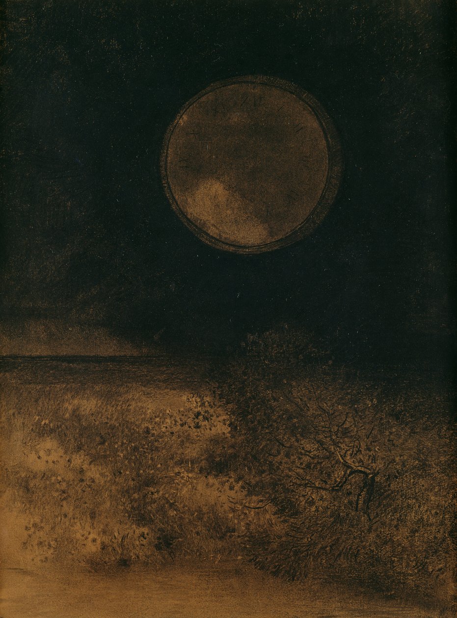 La Sphere (Globe), 1890-5 (kohl og sepia vask på papir) af Odilon Redon