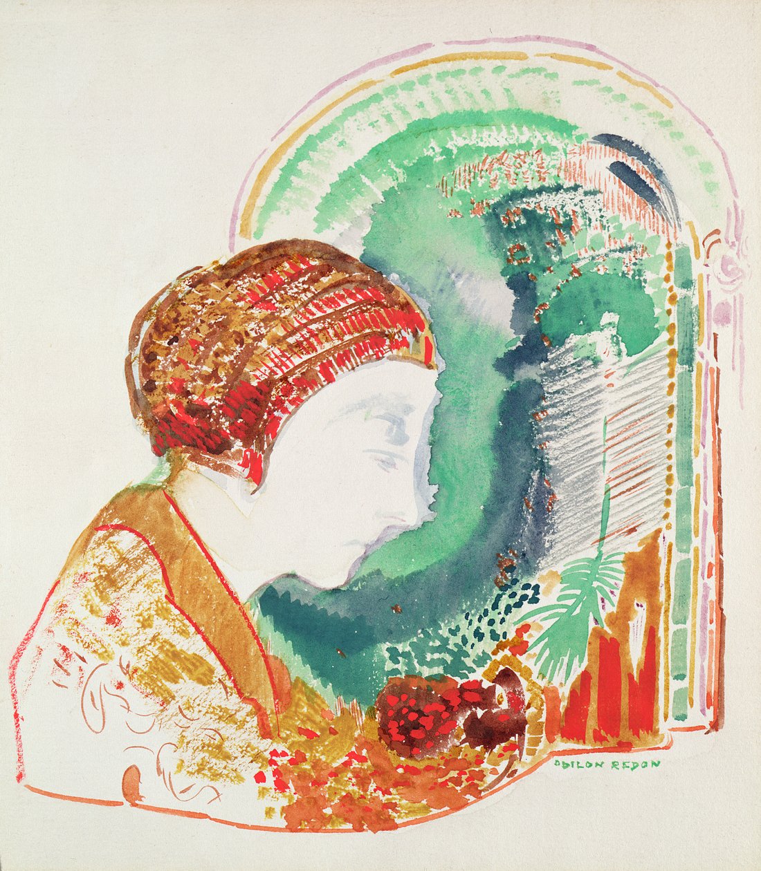 Profil af en ung pige af Odilon Redon