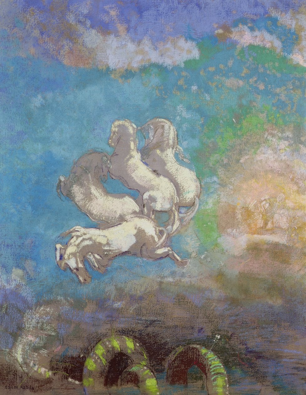 The Chariot of Apollo, ca. 1905-14 (olie og pastel på lærred) af Odilon Redon