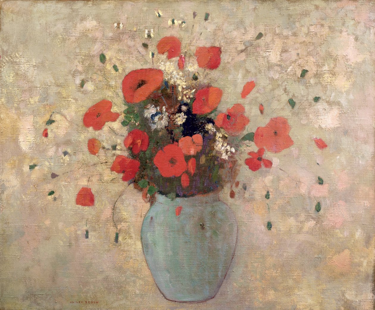 Vase af valmuer af Odilon Redon