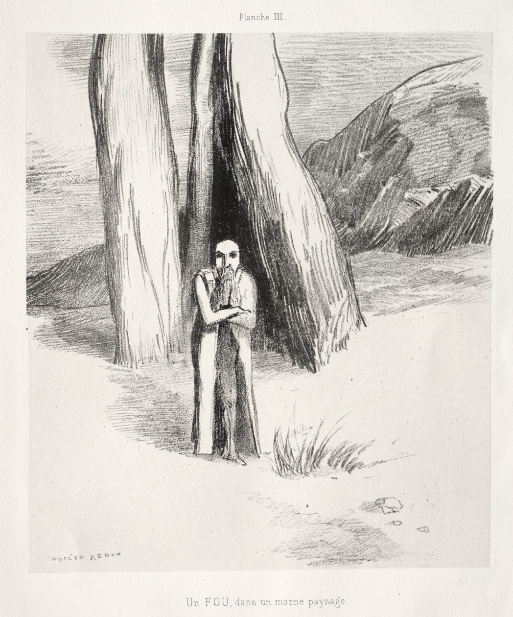 En galning i et trist landskab af Odilon Redon