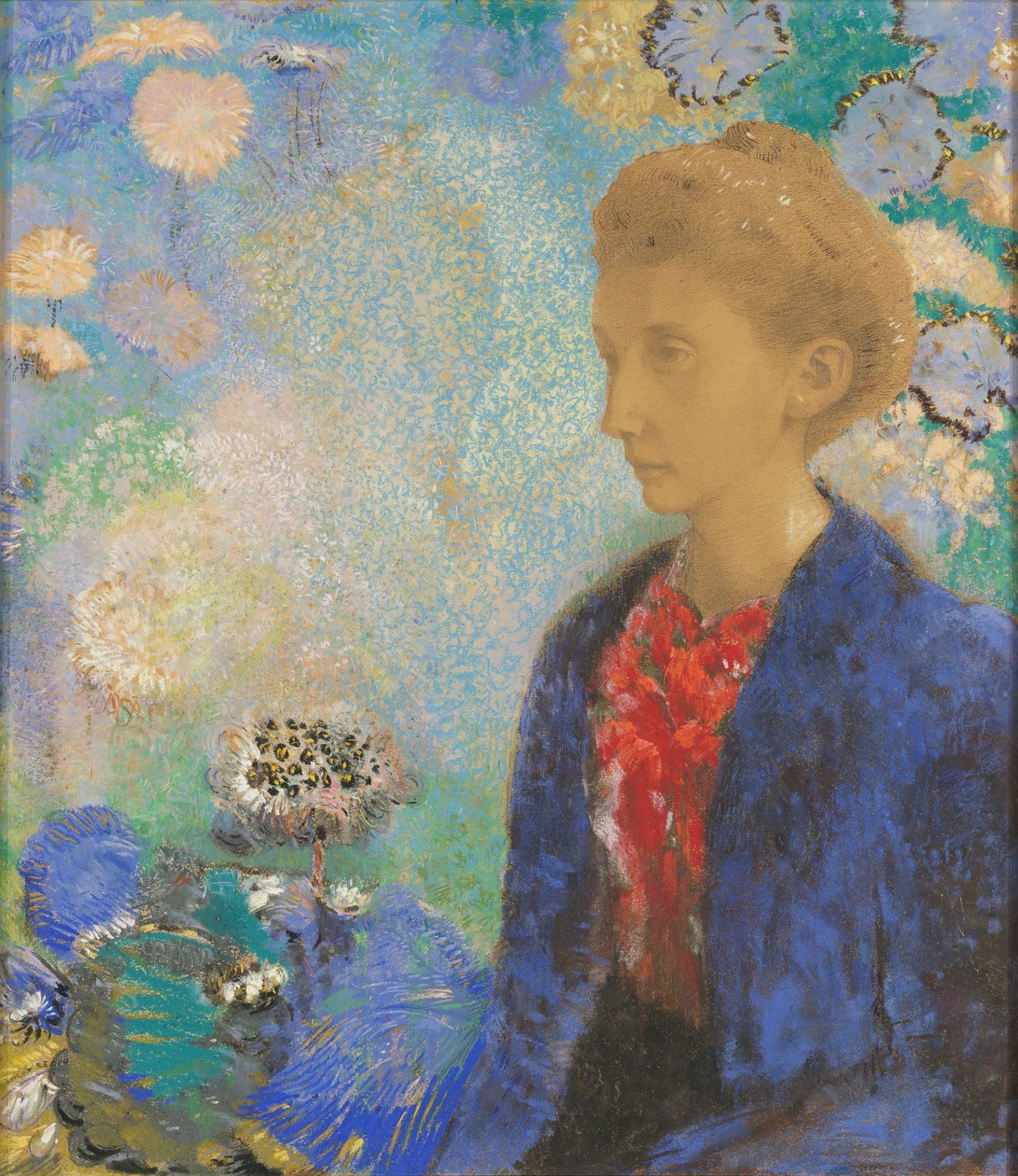 Baroness of Domecy, ca. 1900 (pastel og gouache) af Odilon Redon