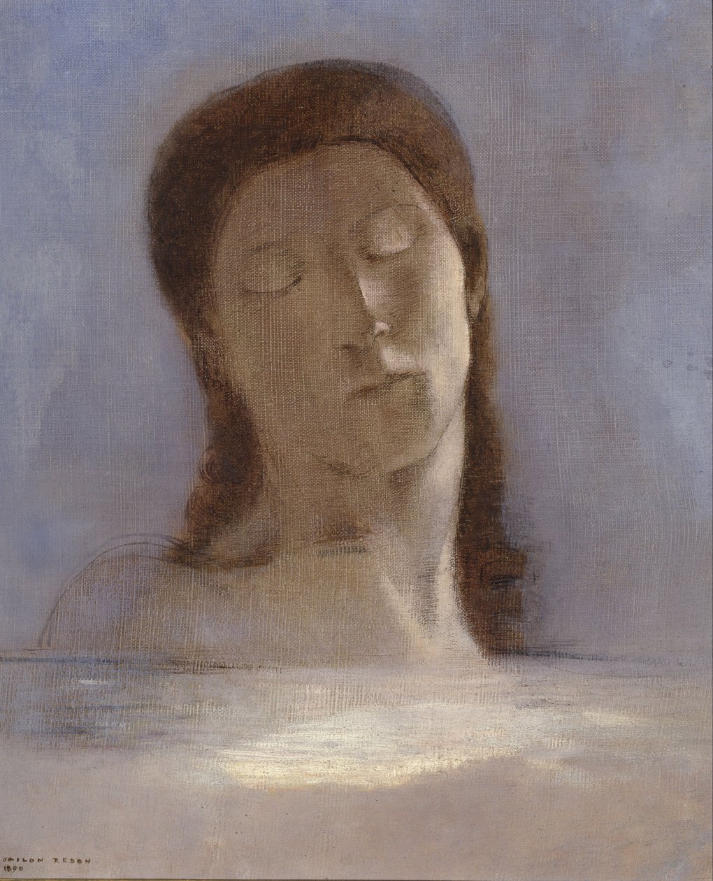 Lukkede øjne, 1890 af Odilon Redon