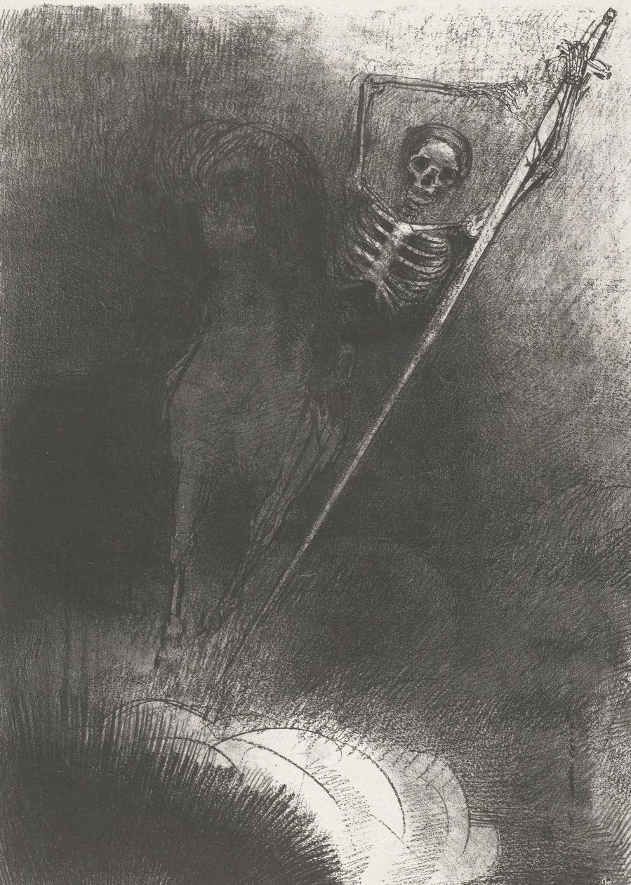 Døden på en hest, 1899 (tryk) af Odilon Redon