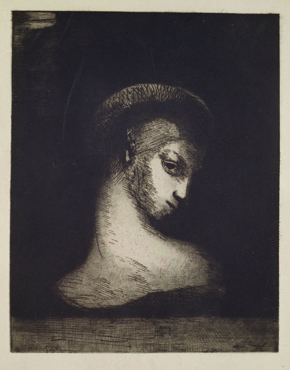 kvindeligt hoved af Odilon Redon