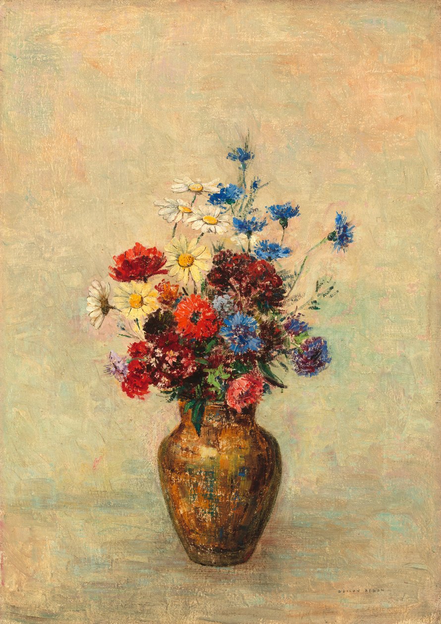 Blomster i en vase, ca. 1910. af Odilon Redon