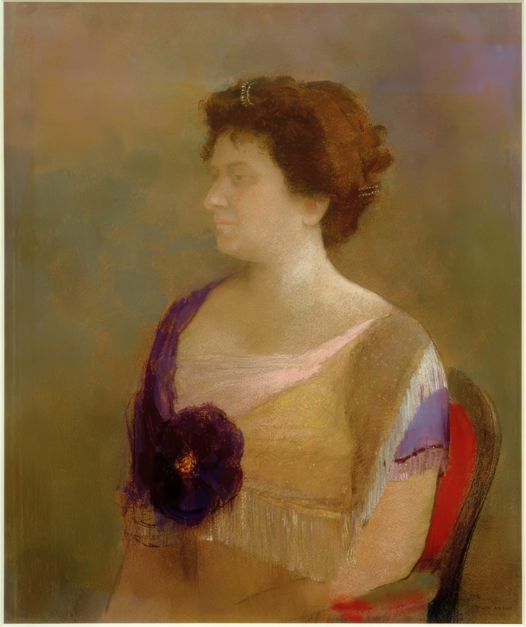 Kvinde med blomst på overdelen af Odilon Redon