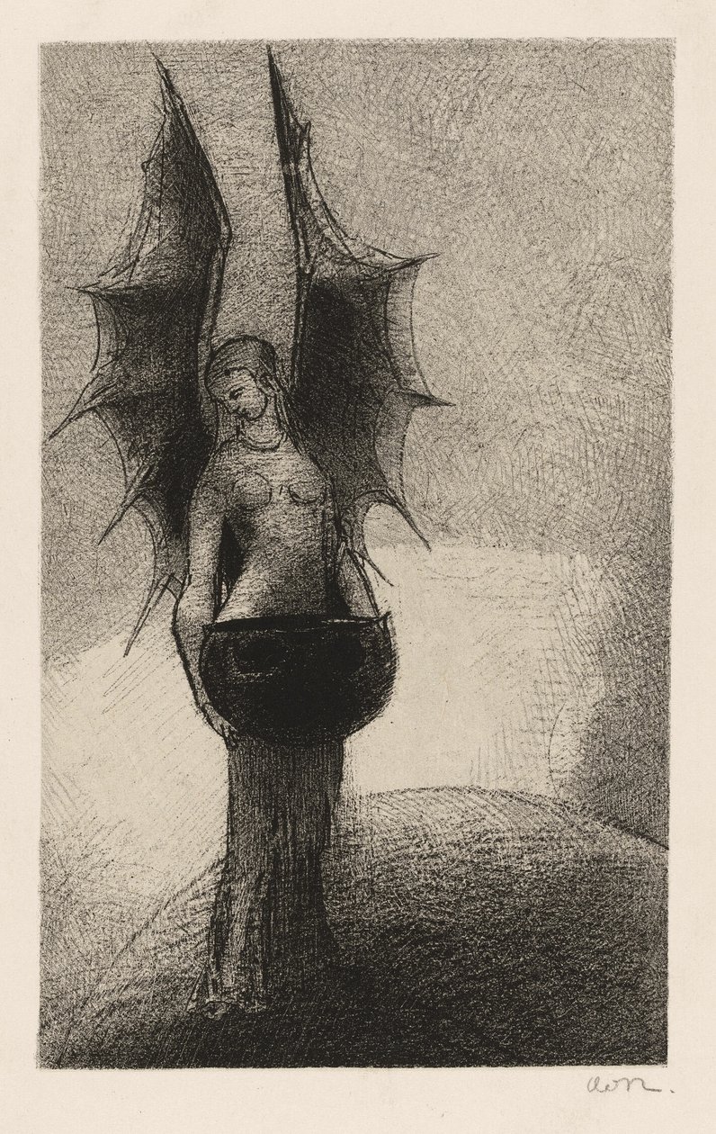 Frontispice fra Iwan Gilkins Tenebres (Mørke) af Odilon Redon