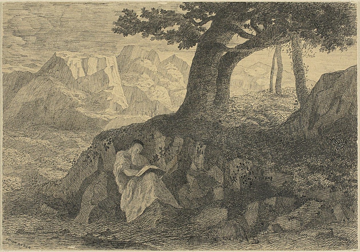 Eremit i landskab af Odilon Redon