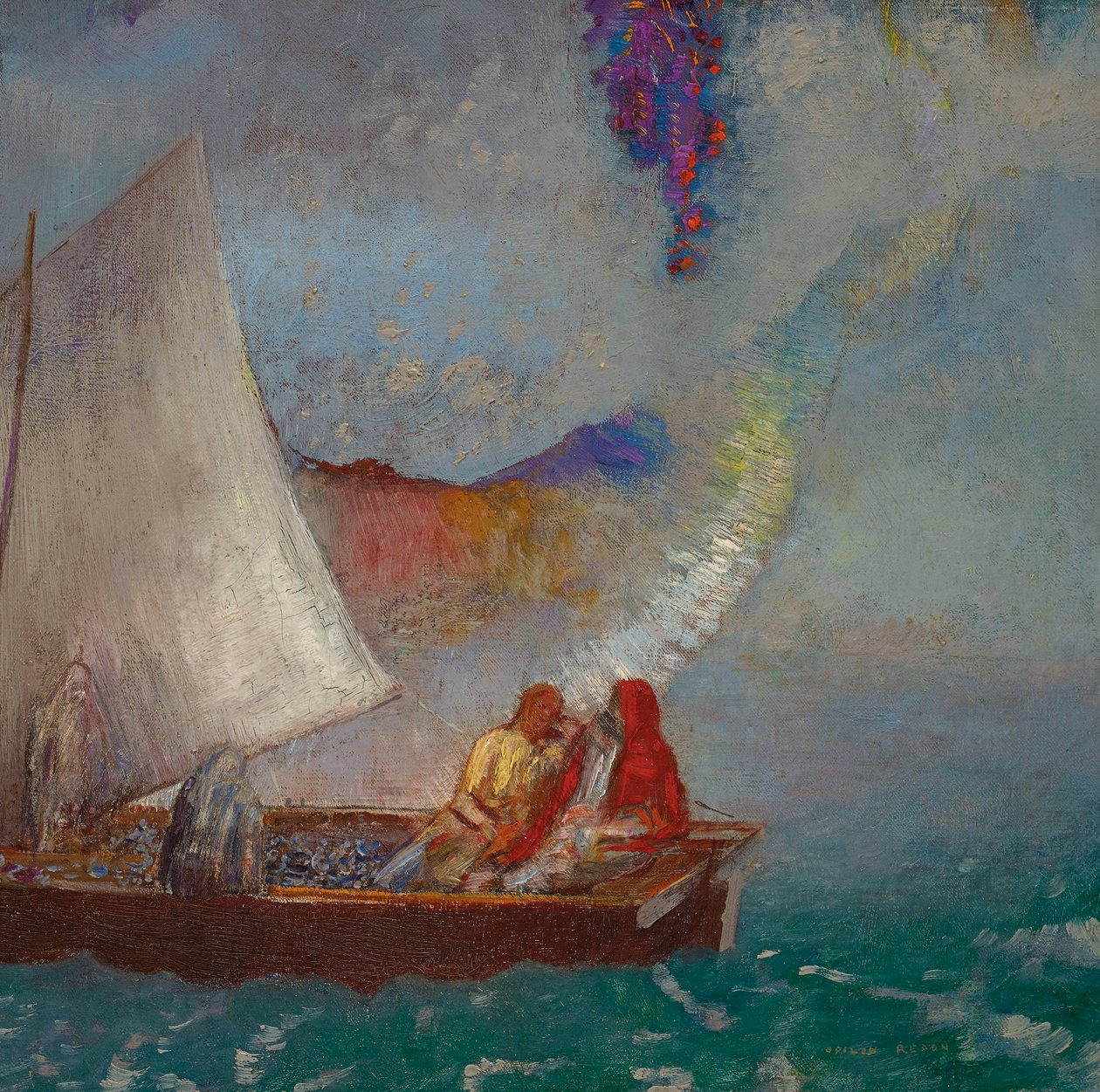 The Grey Sail, ca. 1900-05 (olie på lærred) af Odilon Redon