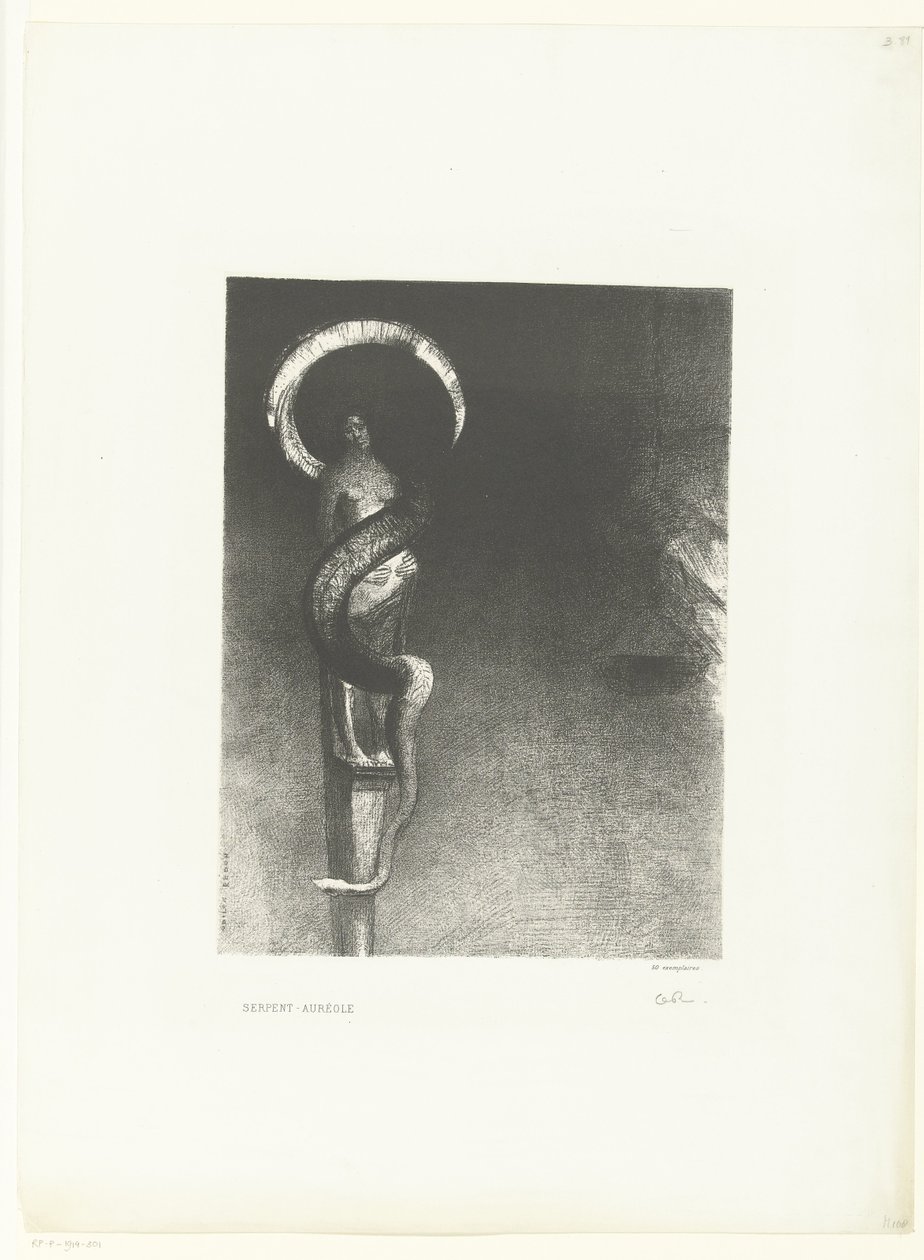 Slangenaureool Serpent-Aureole (titel på objekt) af Odilon Redon