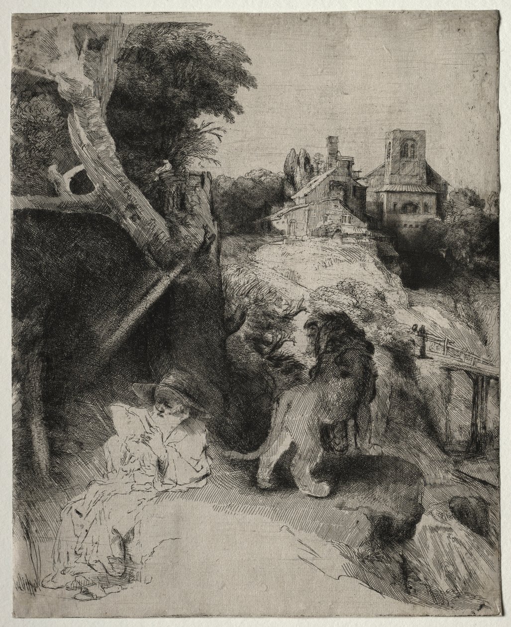 Sankt Jerome læser i et italiensk landskab af Odilon Redon
