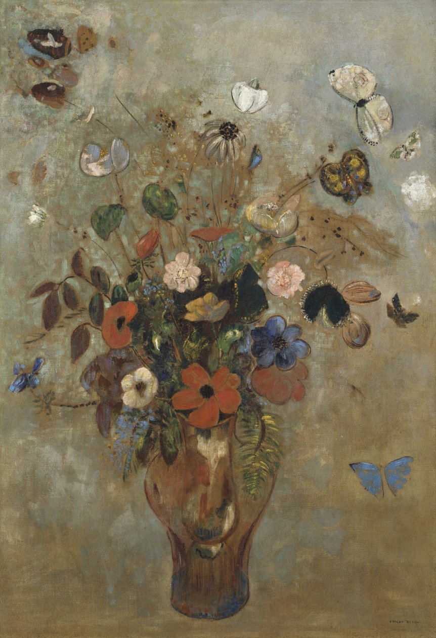 Stilleben med blomster, 1905 af Odilon Redon