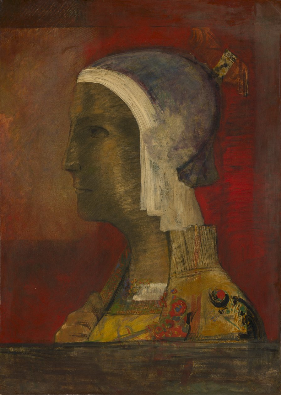 Symbolsk hoved, ca. 1890. af Odilon Redon