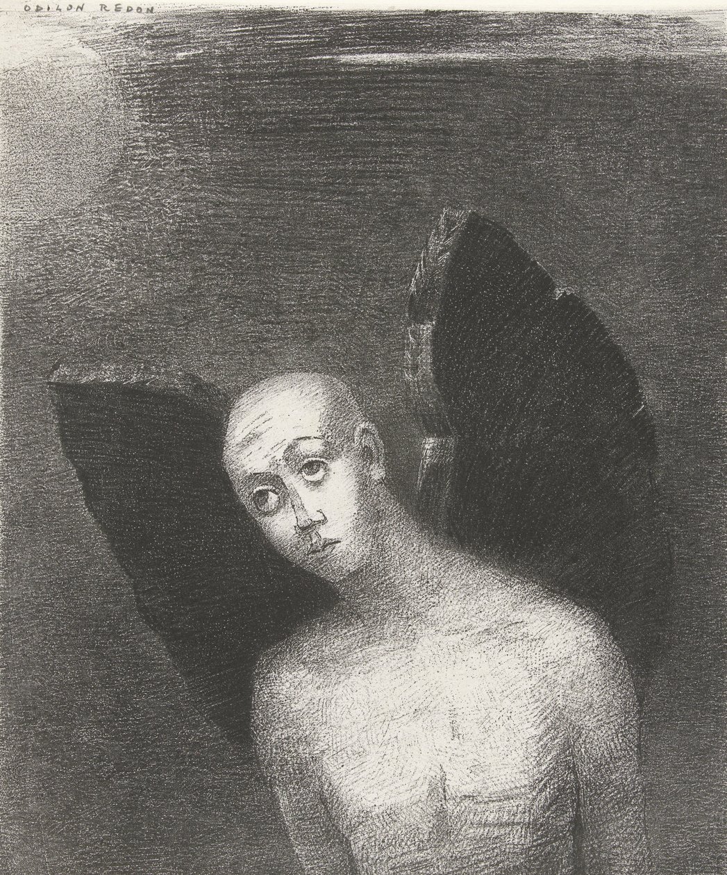 The Fallen Angel, 1886 (tryk) af Odilon Redon