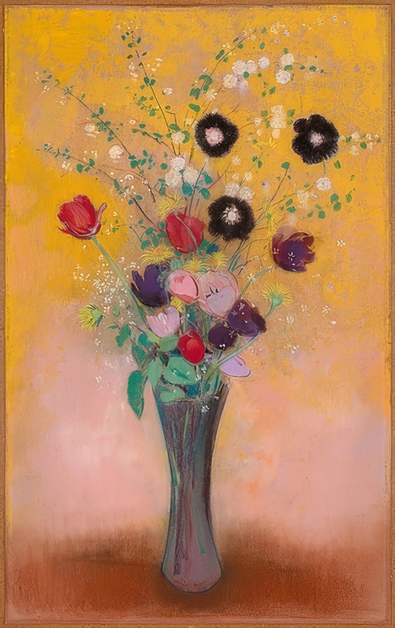 Vase med blomster. 1916 af Odilon Redon