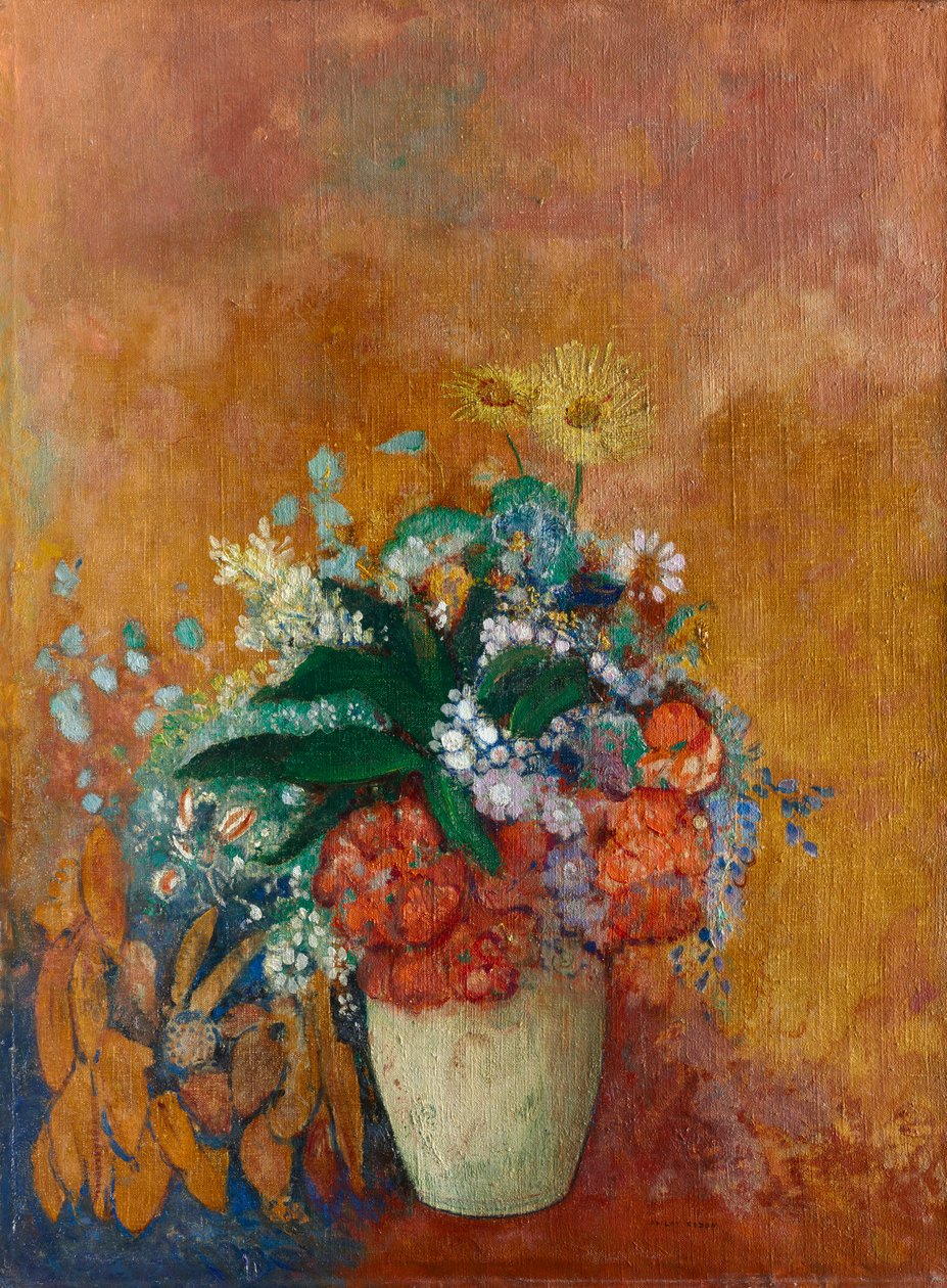 Vase med blomster, ca. 1905. af Odilon Redon