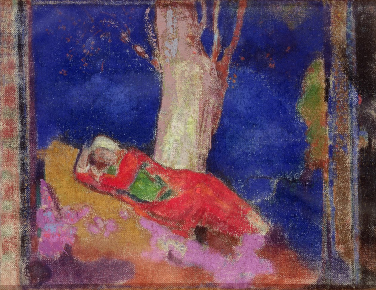 Kvinde sover under et træ af Odilon Redon