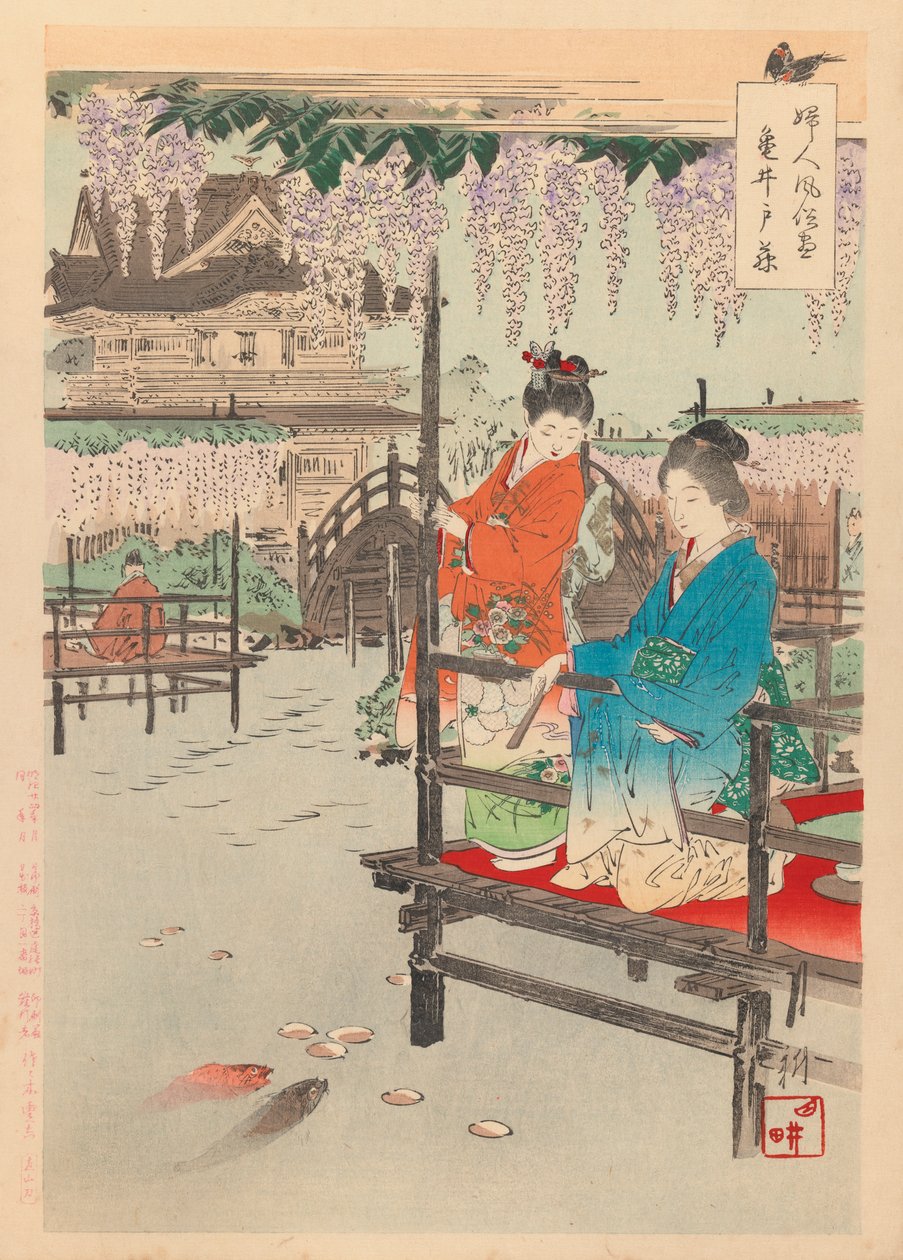 Tryk fra serien Womans Customs and Manners, 1891-92 (træbloktryk) af Ogata Gekko