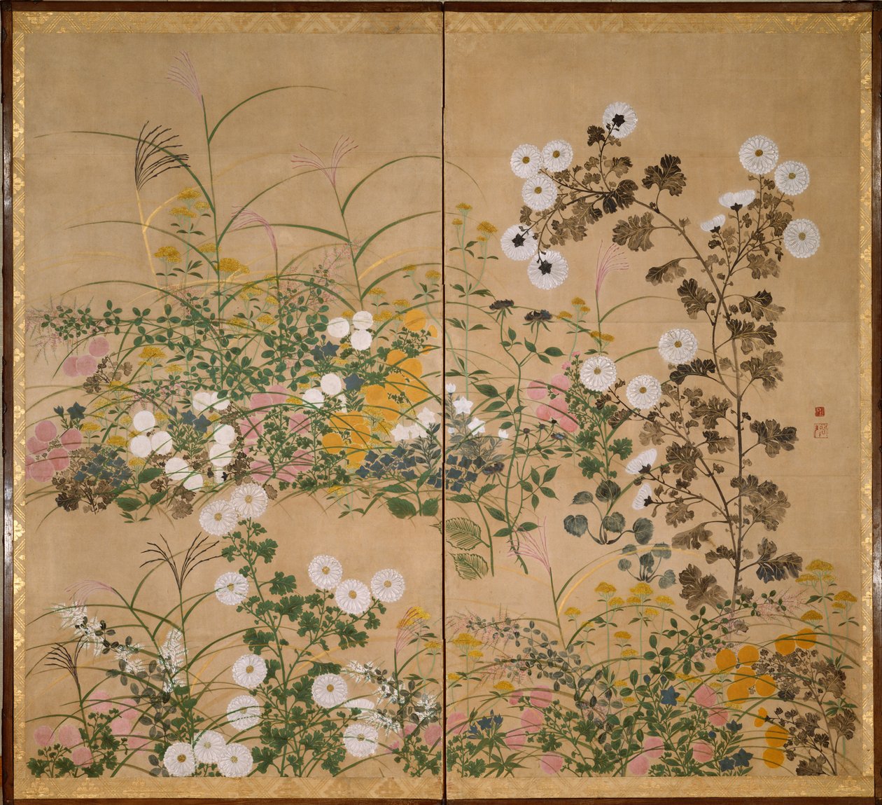 Blomstrende planter i efteråret, 1700-tallet af Ogata Korin