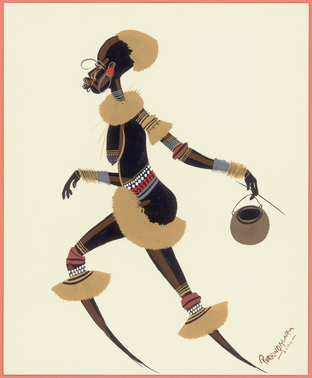 Raffia Woman, 2010 (olie på papir) af Oglafa Ebitari Perrin