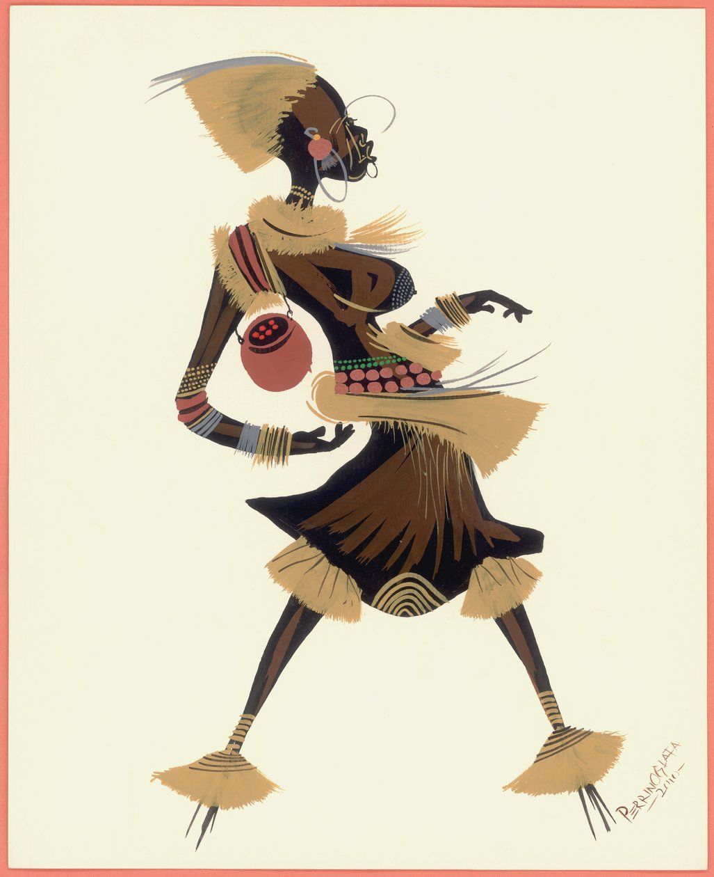 Water Pot Woman, 2010 (olie på papir) af Oglafa Ebitari Perrin