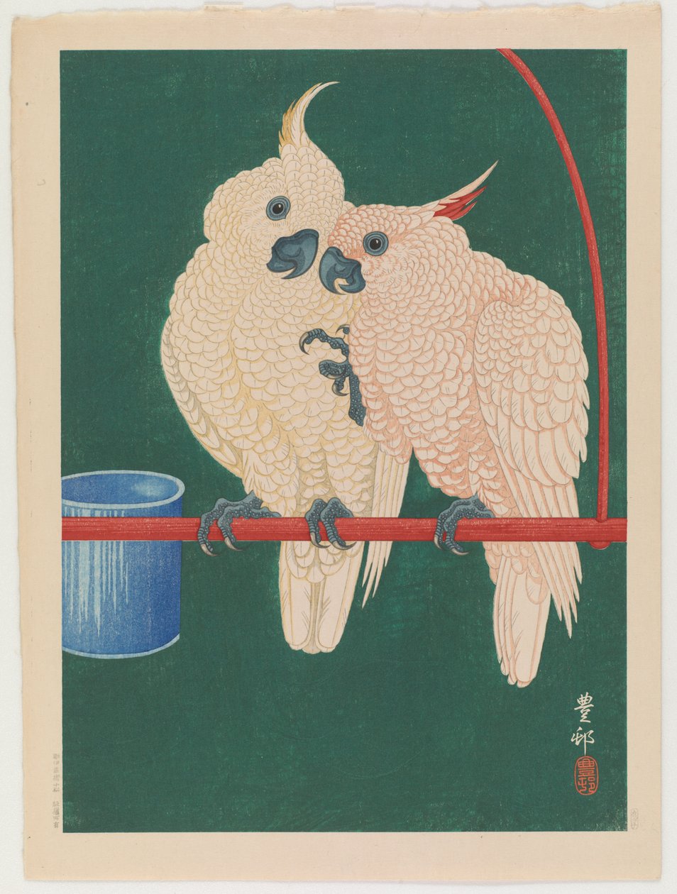 Et par hvide kakaduer, ca. 1930 (farvet træbloktryk) af Ohara Koson