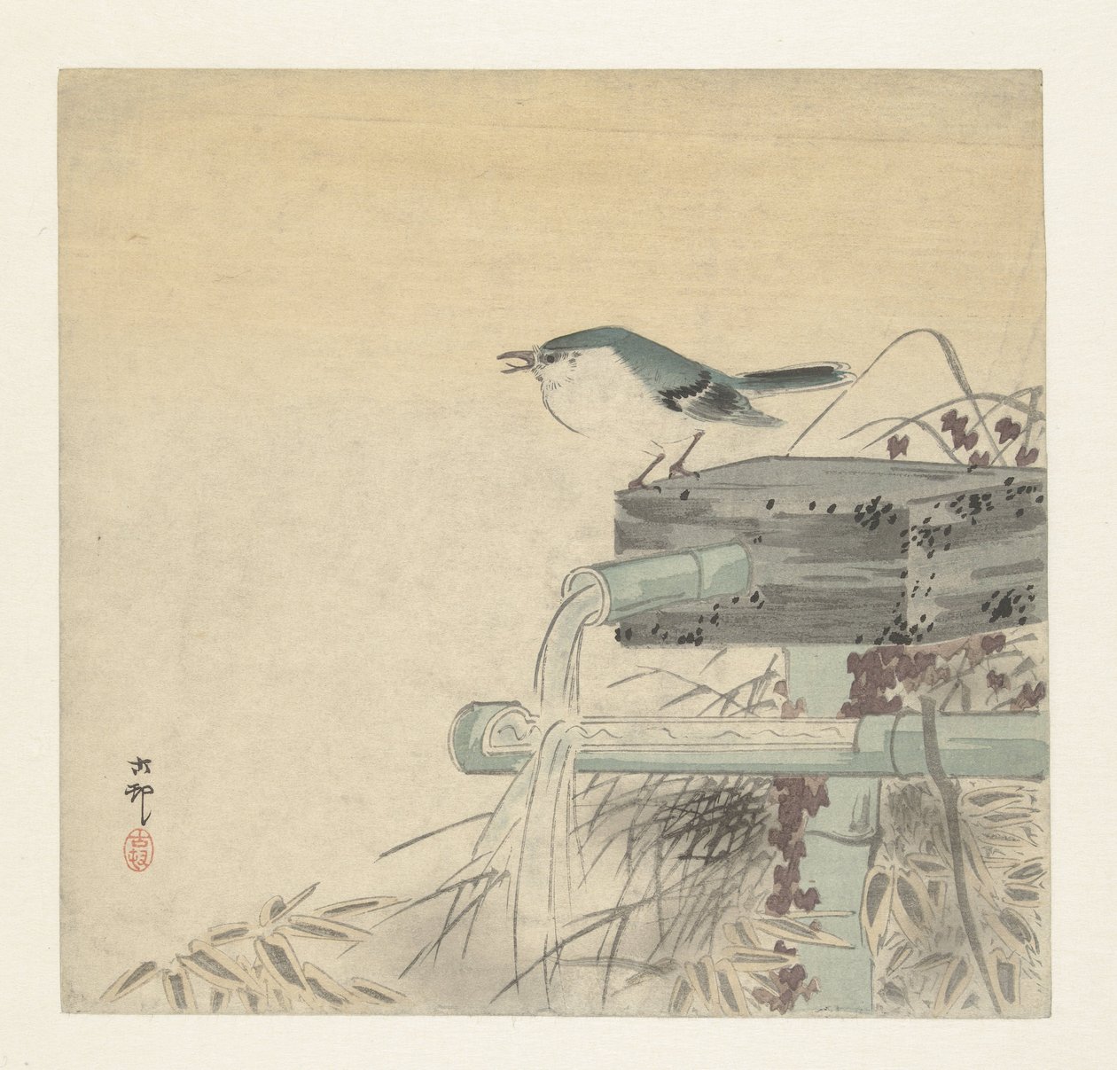 blå nattergal af Ohara Koson