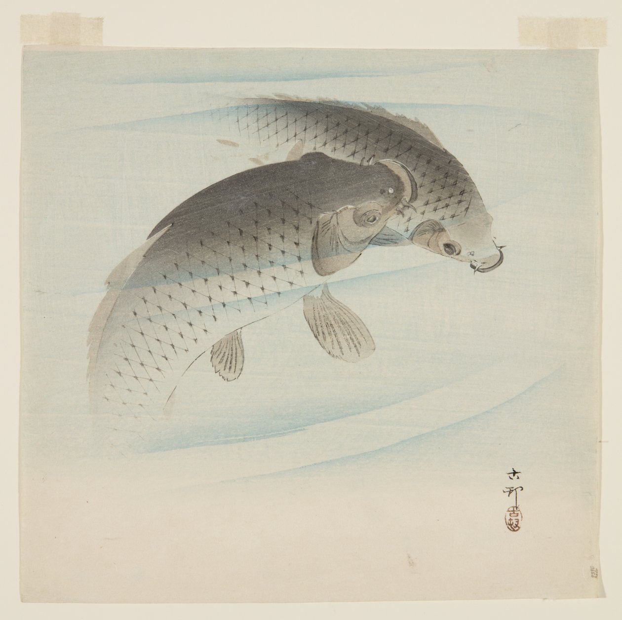 Karper (Koi) (træbloktryk i farver) af Ohara Koson