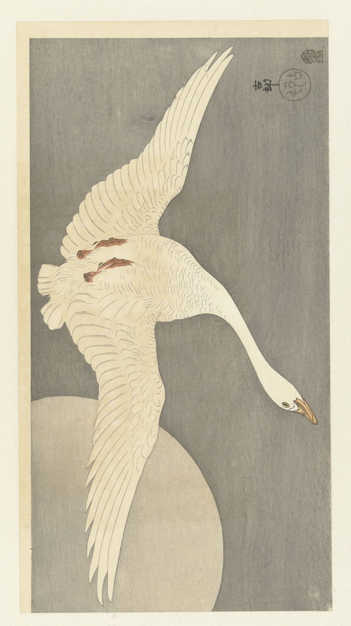 Gås ved fuldmåne af Ohara Koson