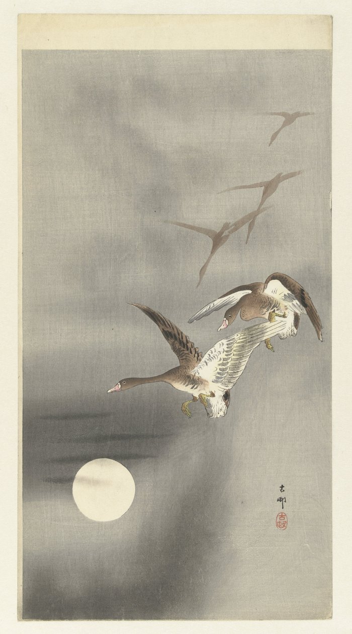 Gæs i flugt af Ohara Koson